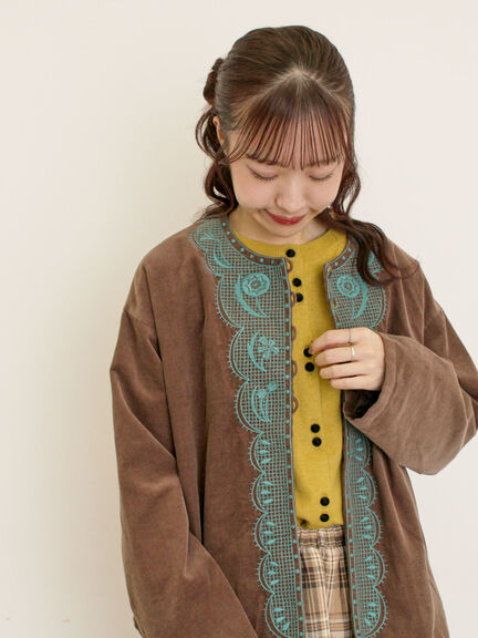 【マカベアリス×Samansa Mos2】刺繍ジャケット（ブラック/ブラウン/キナリ）｜Samansa Mos2（サマンサ モスモス）通販