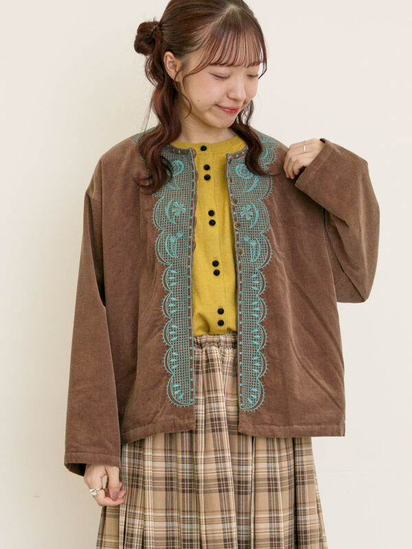 セール】 【マカベアリス×Samansa Mos2】刺繍ジャケット（ブラック