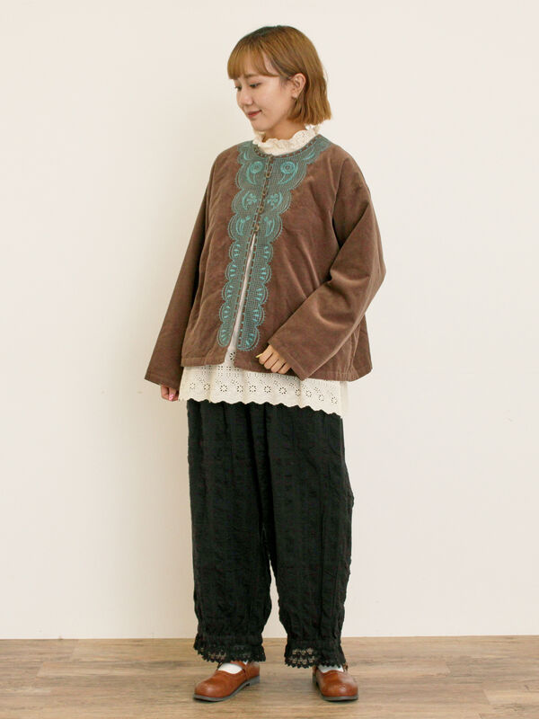 セール】 【マカベアリス×Samansa Mos2】刺繍ジャケット（ブラック