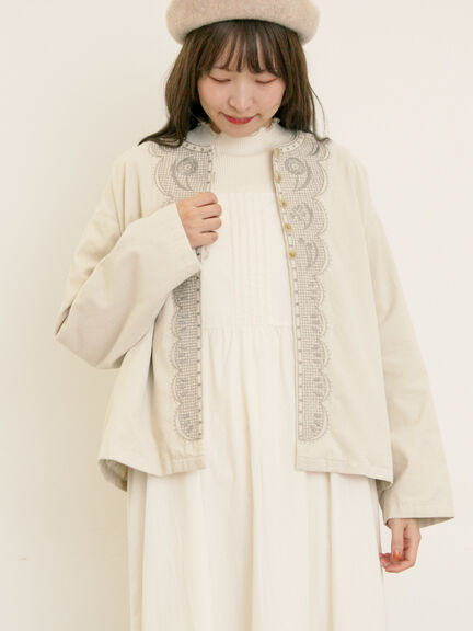 【マカベアリス×Samansa Mos2】刺繍ジャケット（ブラック/ブラウン/キナリ）｜Samansa Mos2（サマンサ モスモス）通販