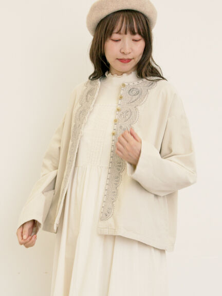 【マカベアリス×Samansa Mos2】刺繍ジャケット（ブラック/ブラウン/キナリ）｜Samansa Mos2（サマンサ モスモス）通販