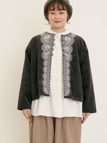 【マカベアリス×Samansa Mos2】刺繍ジャケット（ブラック/ブラウン/キナリ）｜Samansa Mos2（サマンサ モスモス）通販