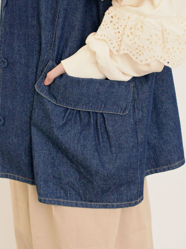 セール】 デニム/ツイルクルーネックベスト（ブラック/ブラウン/ブルー