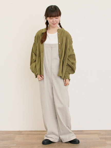 ハンドステッチ風花柄シャーリングブラウス（チャコールグレー/ベージュ/グリーン/キナリ）｜Samansa Mos2（サマンサ モスモス）通販
