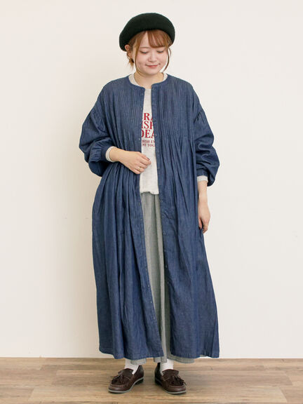 Sm2/サマンサモスモス/麻100% 前開きワンピース/ネイビー/sizeM Samansa Mos2｜サマンサ モスモスのワンピース⁄ドレス（ブルー