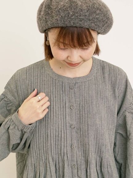 【S/Mサイズ】綿麻/デニムピンタックワンピース（チャコールグレー/レッド/ベージュ/グリーン/ネイビー）｜Samansa Mos2（サマンサ モスモス）通販