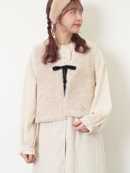 前後2WAYボアベスト（ベージュ/ダークブラウン/キナリ）｜Samansa Mos2（サマンサ モスモス）通販