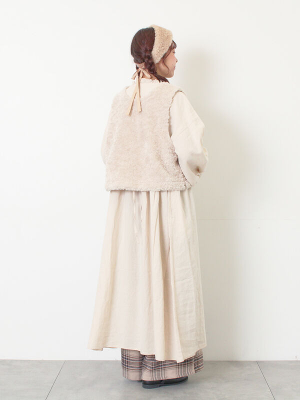 セール】 前後2WAYボアベスト（ベージュ/ダークブラウン/キナリ