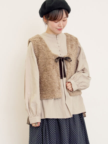 前後2WAYボアベスト（ベージュ/ダークブラウン/キナリ）｜Samansa Mos2（サマンサ モスモス）通販