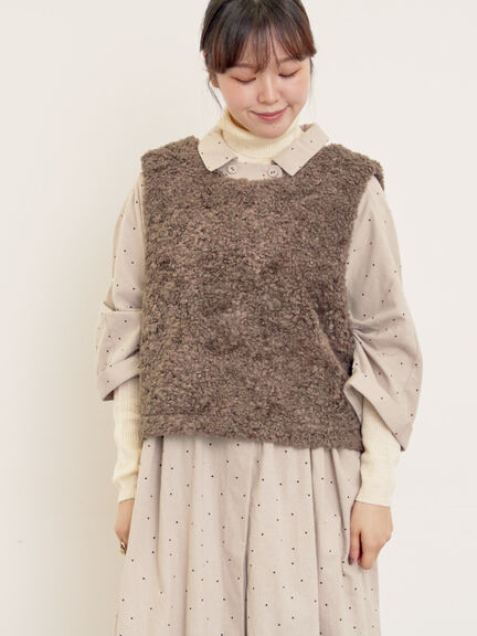 前後2WAYボアベスト（ベージュ/ダークブラウン/キナリ）｜Samansa Mos2（サマンサ モスモス）通販