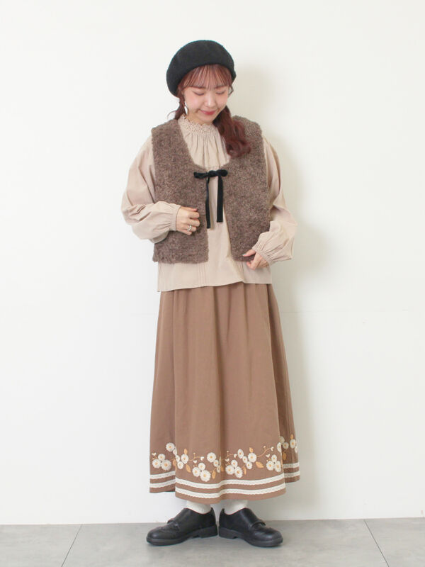 セール】 前後2WAYボアベスト（ベージュ/ダークブラウン/キナリ