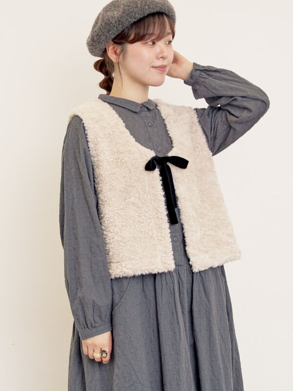 前後2WAYボアベスト（ベージュ/ダークブラウン/キナリ/アウター/ベスト