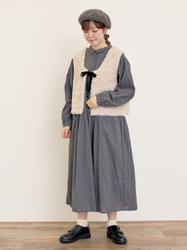 前後2WAYボアベスト（ベージュ/ダークブラウン/キナリ/アウター/ベスト