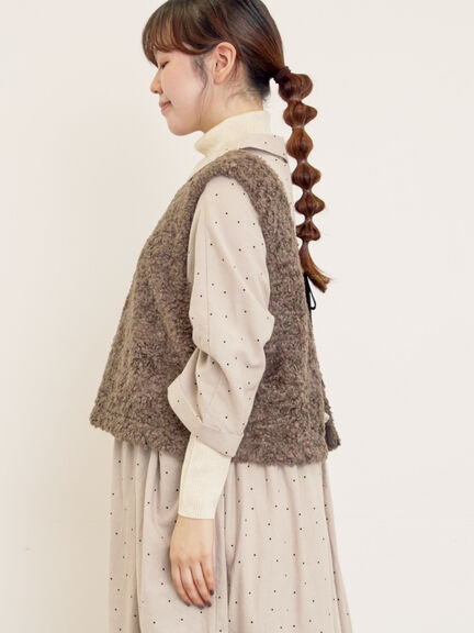 前後2WAYボアベスト（ベージュ/ダークブラウン/キナリ）｜Samansa Mos2（サマンサ モスモス）通販