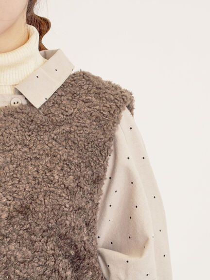 前後2WAYボアベスト（ベージュ/ダークブラウン/キナリ）｜Samansa Mos2（サマンサ モスモス）通販