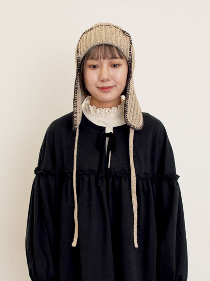 配色ステッチニットフライトキャップ（レッド/ベージュ/ブラウン）｜Samansa Mos2（サマンサ モスモス）通販