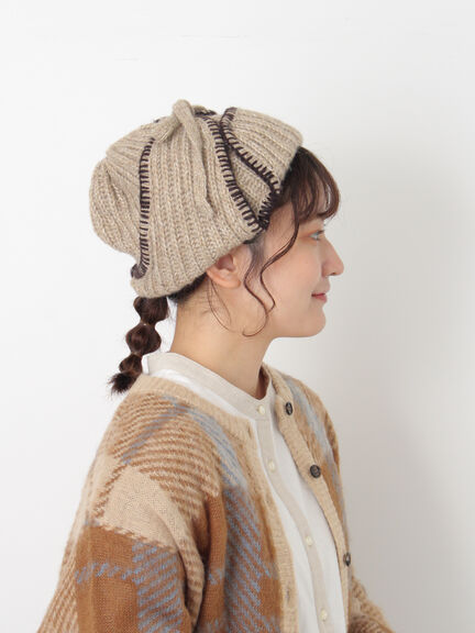 配色ステッチニットフライトキャップ（レッド/ベージュ/ブラウン）｜Samansa Mos2（サマンサ モスモス）通販