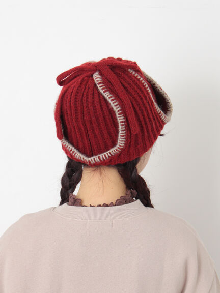 配色ステッチニットフライトキャップ（レッド/ベージュ/ブラウン）｜Samansa Mos2（サマンサ モスモス）通販