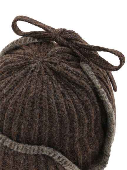 配色ステッチニットフライトキャップ（レッド/ベージュ/ブラウン）｜Samansa Mos2（サマンサ モスモス）通販