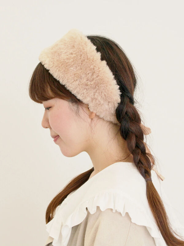 セール】 フェイクファーヘアバンド（ベージュ/ブラウン/アクセサリー