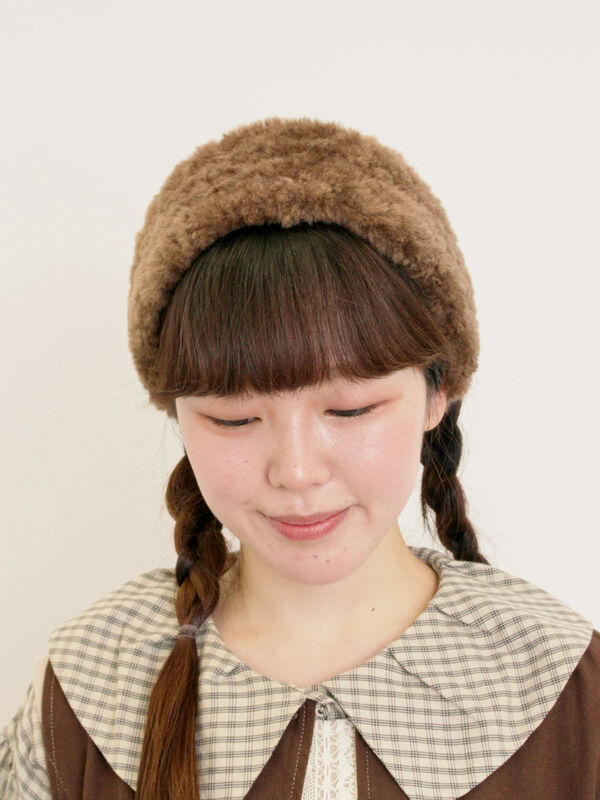 セール】 フェイクファーヘアバンド（ベージュ/ブラウン/アクセサリー