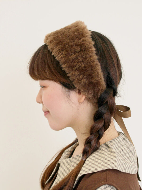 セール】 フェイクファーヘアバンド（ベージュ/ブラウン/アクセサリー
