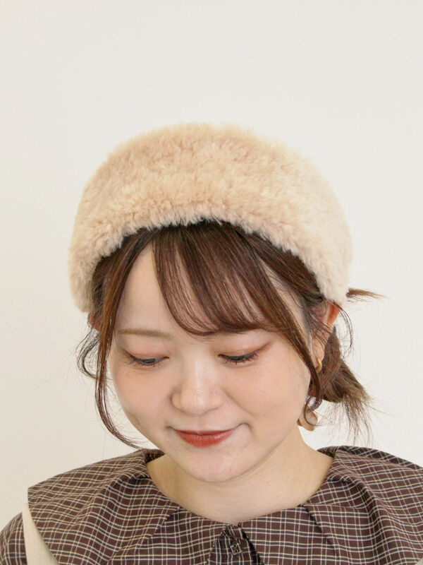 セール】 フェイクファーヘアバンド（ベージュ/ブラウン/アクセサリー