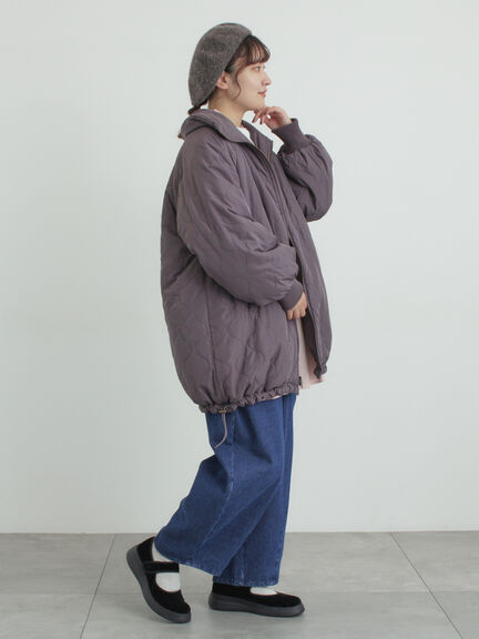 【リバーシブル】キャンディースリーブ中綿コート（チャコールグレー/オレンジ/キナリ）｜Samansa Mos2（サマンサ モスモス）通販