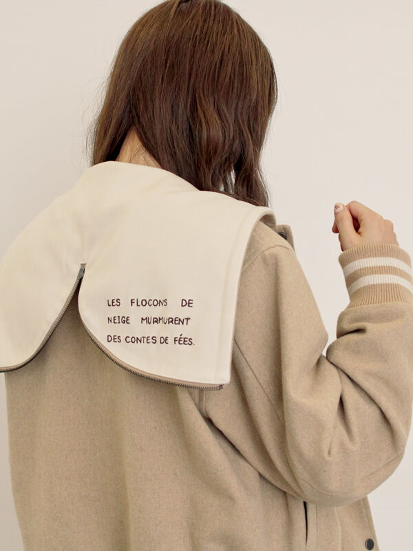 ウール混セーラーカラー2WAY刺繍スタジャン（ベージュ）｜Samansa Mos2（サマンサ モスモス）通販