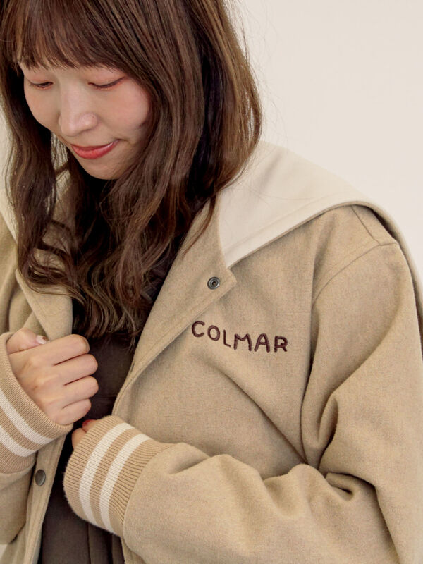 セール】 ウール混セーラーカラー2WAY刺繍スタジャン（グレー/ベージュ