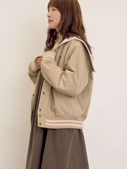 ウール混セーラーカラー2WAY刺繍スタジャン（グレー/ベージュ/ネイビー）｜Samansa Mos2（サマンサ モスモス）通販