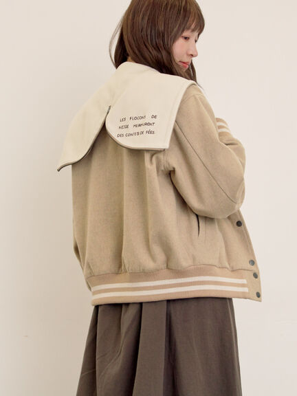 ウール混セーラーカラー2WAY刺繍スタジャン（グレー/ベージュ/ネイビー）｜Samansa Mos2（サマンサ モスモス）通販