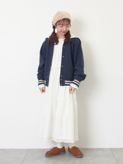 ウール混セーラーカラー2WAY刺繍スタジャン（グレー/ベージュ/ネイビー）｜Samansa Mos2（サマンサ モスモス）通販