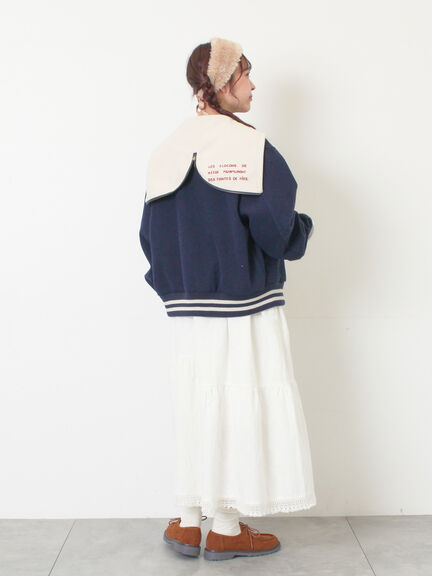 ウール混セーラーカラー2WAY刺繍スタジャン（グレー/ベージュ/ネイビー）｜Samansa Mos2（サマンサ モスモス）通販
