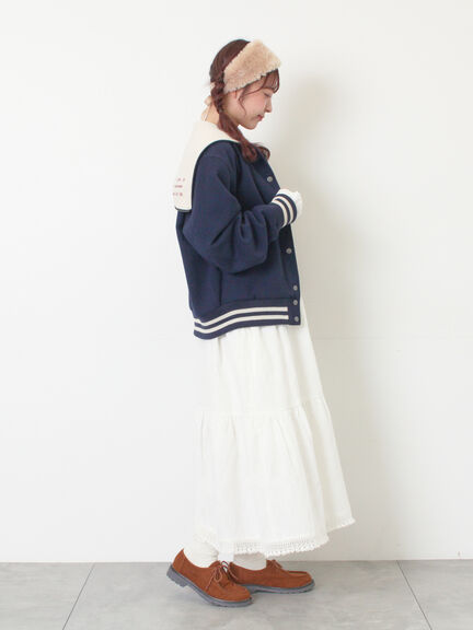 ウール混セーラーカラー2WAY刺繍スタジャン（グレー/ベージュ/ネイビー）｜Samansa Mos2（サマンサ モスモス）通販