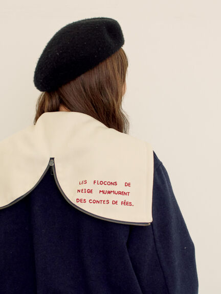 ウール混セーラーカラー2WAY刺繍スタジャン（グレー/ベージュ/ネイビー）｜Samansa Mos2（サマンサ モスモス）通販