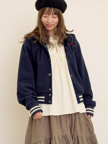 ウール混セーラーカラー2WAY刺繍スタジャン（グレー/ベージュ/ネイビー）｜Samansa Mos2（サマンサ モスモス）通販