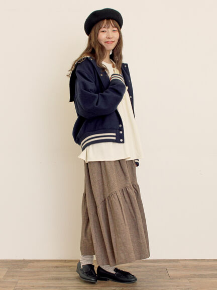 ウール混セーラーカラー2WAY刺繍スタジャン（グレー/ベージュ/ネイビー）｜Samansa Mos2（サマンサ モスモス）通販