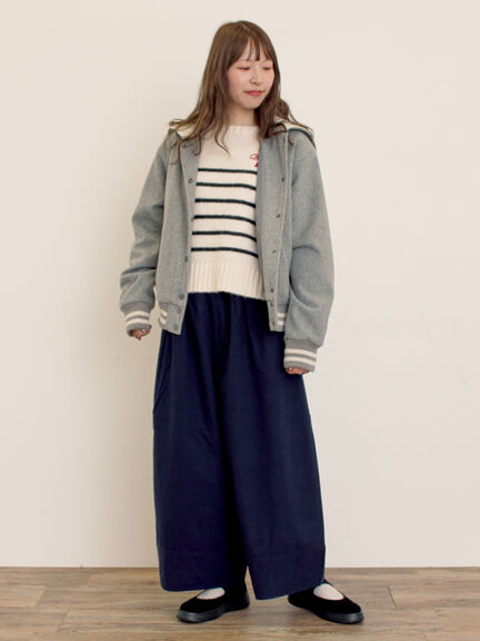 ウール混セーラーカラー2WAY刺繍スタジャン（グレー/ベージュ/ネイビー）｜Samansa Mos2（サマンサ モスモス）通販