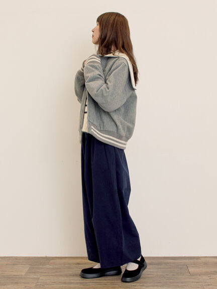 ウール混セーラーカラー2WAY刺繍スタジャン（グレー/ベージュ/ネイビー）｜Samansa Mos2（サマンサ モスモス）通販