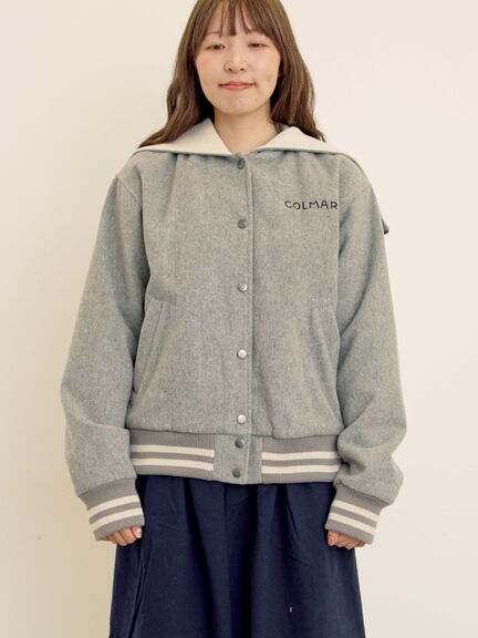 ウール混セーラーカラー2WAY刺繍スタジャン（グレー/ベージュ/ネイビー）｜Samansa Mos2（サマンサ モスモス）通販