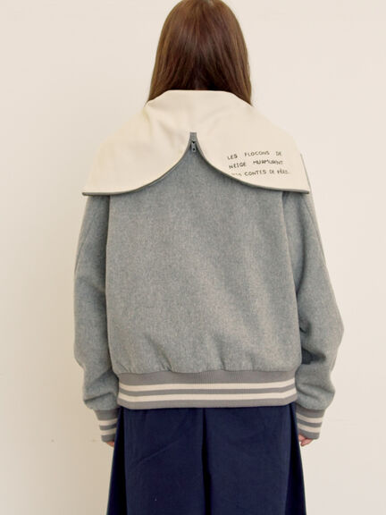 ウール混セーラーカラー2WAY刺繍スタジャン（グレー/ベージュ/ネイビー）｜Samansa Mos2（サマンサ モスモス）通販