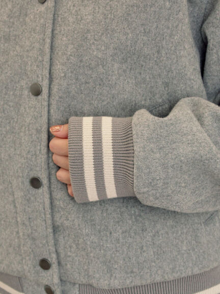 ウール混セーラーカラー2WAY刺繍スタジャン（グレー/ベージュ/ネイビー）｜Samansa Mos2（サマンサ モスモス）通販