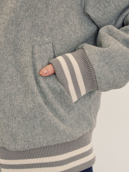 ウール混セーラーカラー2WAY刺繍スタジャン（グレー/ベージュ/ネイビー）｜Samansa Mos2（サマンサ モスモス）通販