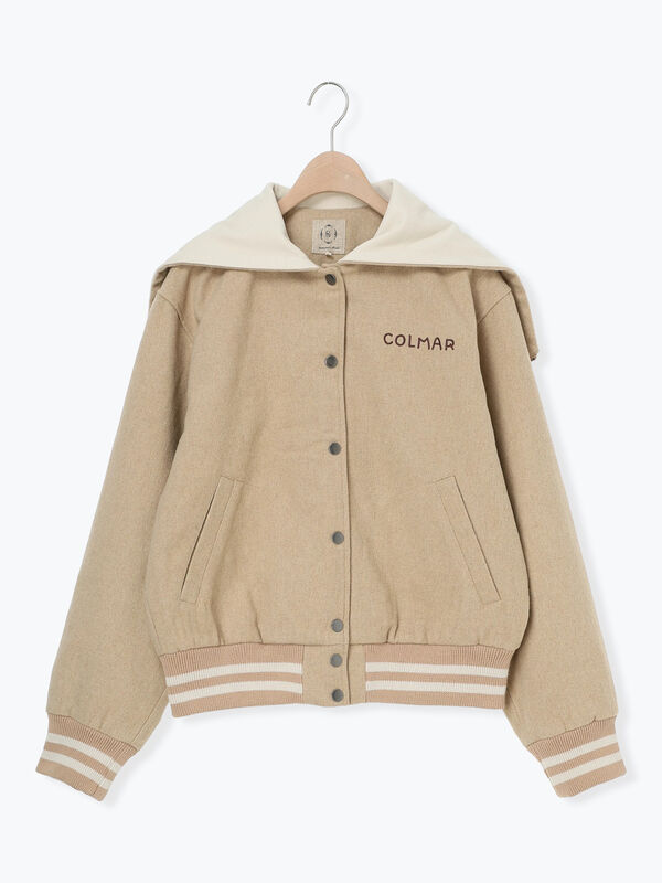 【サカイラック】スタジャン ベージュS 牛革 ウール混合 日本製 貴重 秋冬 サカイラック】スタジャン ベージュS 牛革 ウール混合 日本製 貴重 秋冬