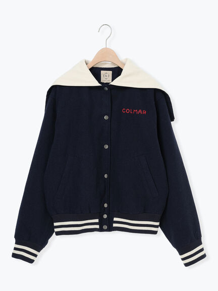 ウール混セーラーカラー2WAY刺繍スタジャン（グレー/ベージュ/ネイビー）｜Samansa Mos2（サマンサ モスモス）通販