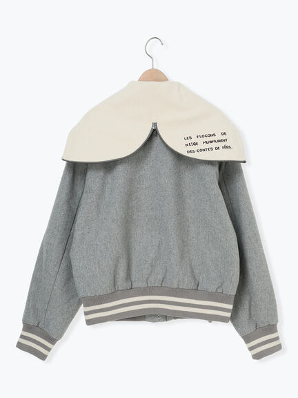 ウール混セーラーカラー2WAY刺繍スタジャン（グレー/ベージュ/ネイビー）｜Samansa Mos2（サマンサ モスモス）通販