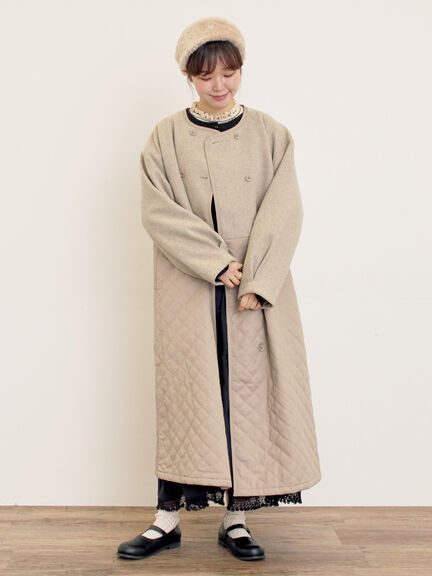 メルトン切替キルティングコート（チャコールグレー/ベージュ/ブラウン）｜Samansa Mos2（サマンサ モスモス）通販