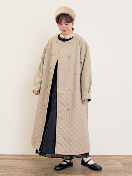 メルトン切替キルティングコート（チャコールグレー/ベージュ/ブラウン）｜Samansa Mos2（サマンサ モスモス）通販
