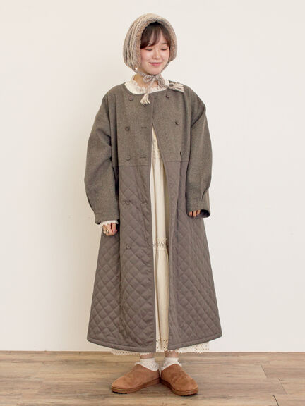 メルトン切替キルティングコート（チャコールグレー/ベージュ/ブラウン）｜Samansa Mos2（サマンサ モスモス）通販